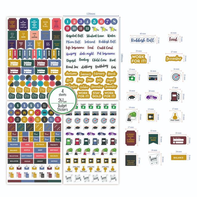 4Sheets/set of Budget Stickers Planner Stickers, Daily, Weekly and Monthly  Planners Scrapbook Labels Stationery